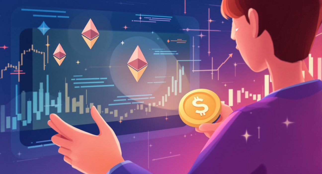 Cartoon illustration showing World Liberty Financial's strategic move into Ethereum, symbolizing growing institutional interest in ETH.