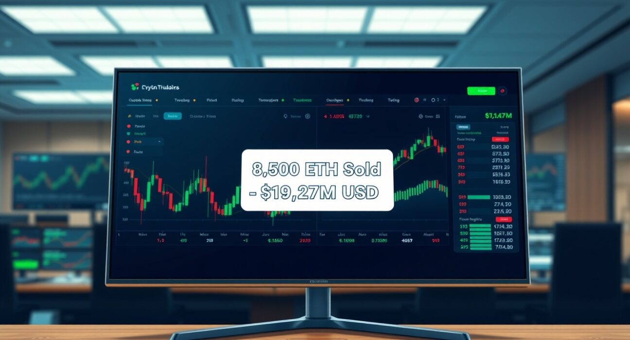World Liberty Financial ETH sale notification on a trading dashboard, highlighting the $19.3 million transaction.