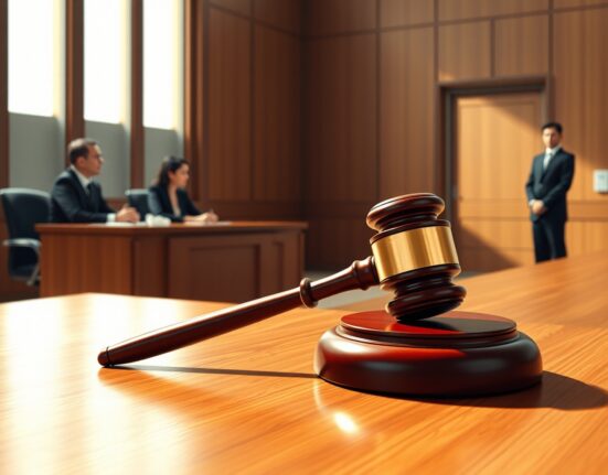 World Liberty Financial lawsuit against Justin Sun defamation case courtroom scene with gavel