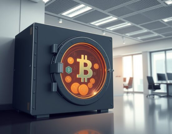 World Liberty Financial secure vault holding digital collateral, representing denied liquidation risk and tokenomics strategy.