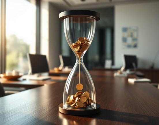 World Liberty Financial's phased token unlock strategy visualized as controlled token flow in hourglass