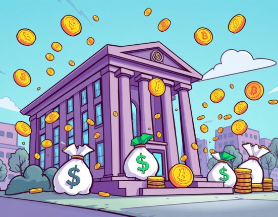 World Liberty Financial WLFI token purchase shown as animated coins flowing into financial institution