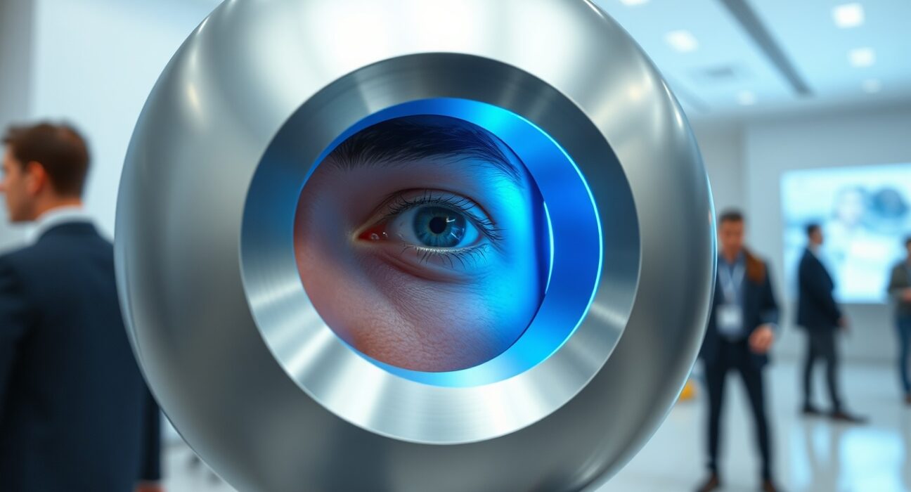 Sam Altman's World project Orb device performing iris verification for human authentication