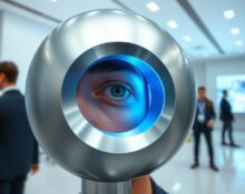 Sam Altman's World project Orb device performing iris verification for human authentication