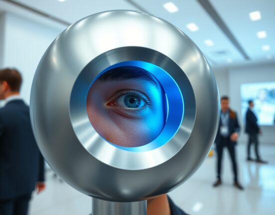 Sam Altman's World project Orb device performing iris verification for human authentication