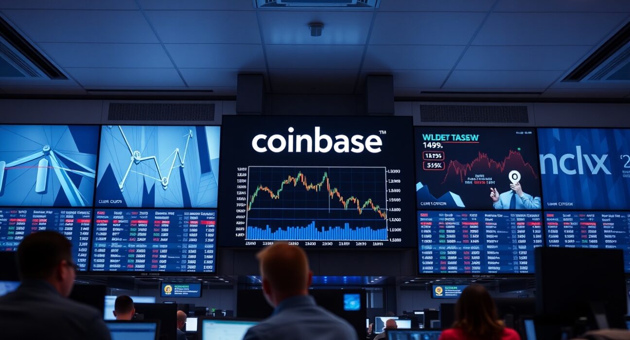 Cryptocurrency exchange trading screen showing WLD/USDT pair and Coinbase logo.