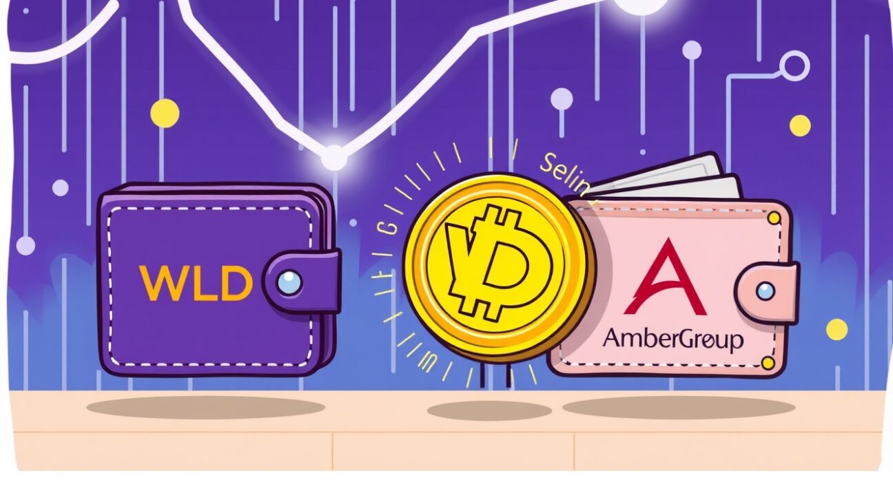 An illustration of a large Worldcoin WLD transfer occurring between two digital entities, highlighting a significant crypto transaction.