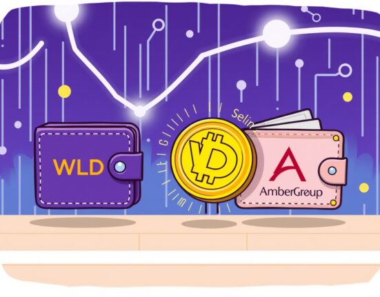 An illustration of a large Worldcoin WLD transfer occurring between two digital entities, highlighting a significant crypto transaction.