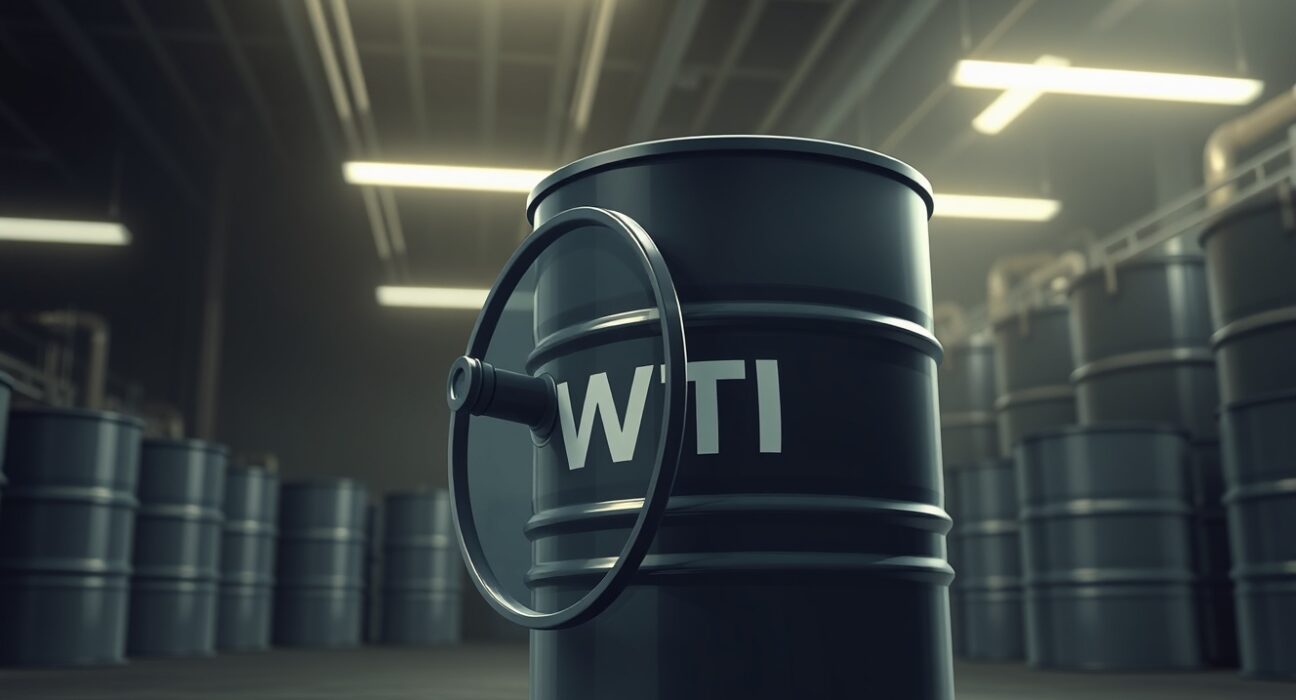 WTI Crude falls as Iran proposal lifts hopes for US-Iran talks, showing an oil barrel in a storage facility