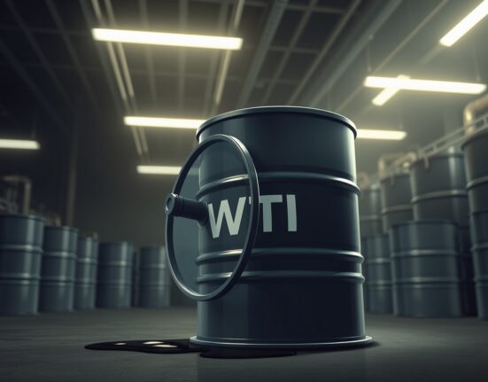 WTI Crude falls as Iran proposal lifts hopes for US-Iran talks, showing an oil barrel in a storage facility