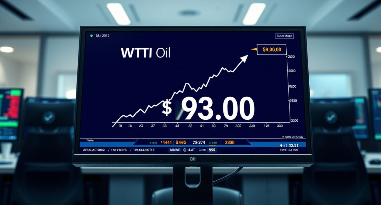 WTI Crude Oil price surge above $93.00 on trading monitor amid ceasefire concerns