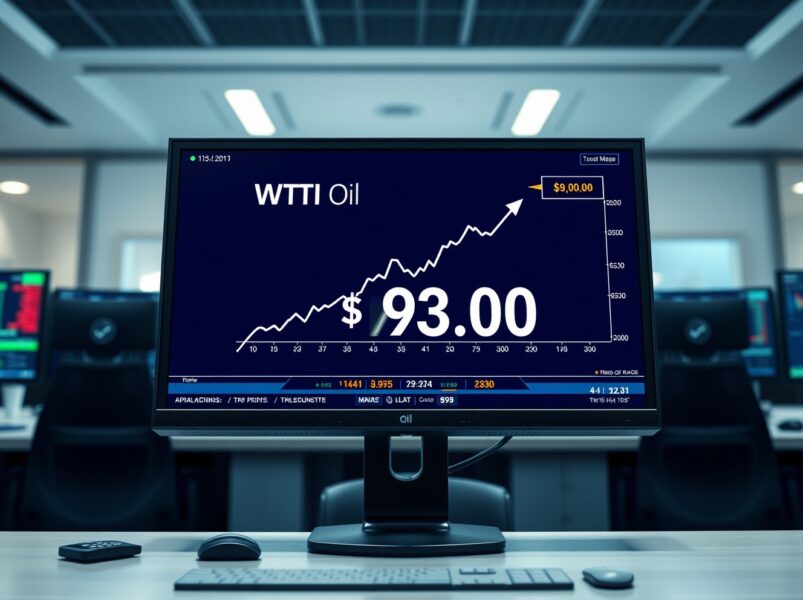 WTI Crude Oil price surge above $93.00 on trading monitor amid ceasefire concerns