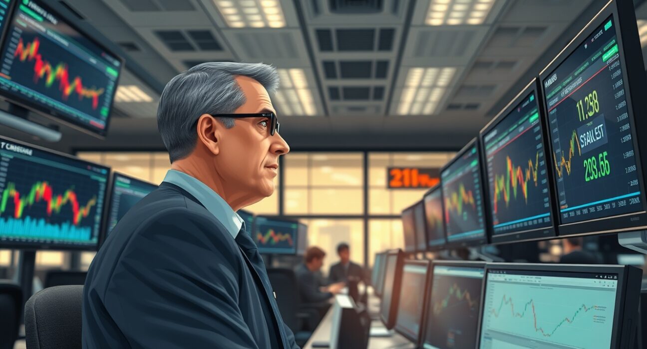 Oil trader analyzing WTI Crude Oil price charts following ceasefire market volatility.