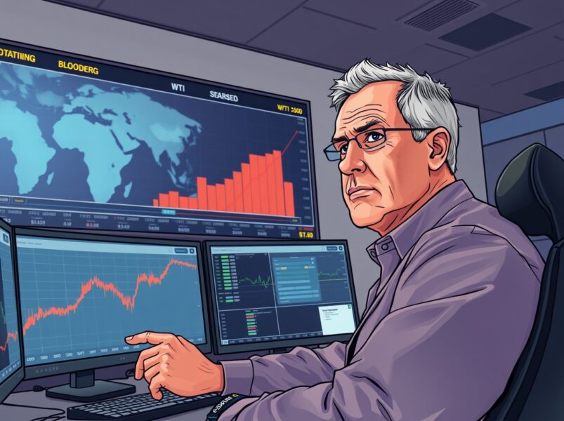 WTI crude oil price surge analysis on trading floor during geopolitical tensions