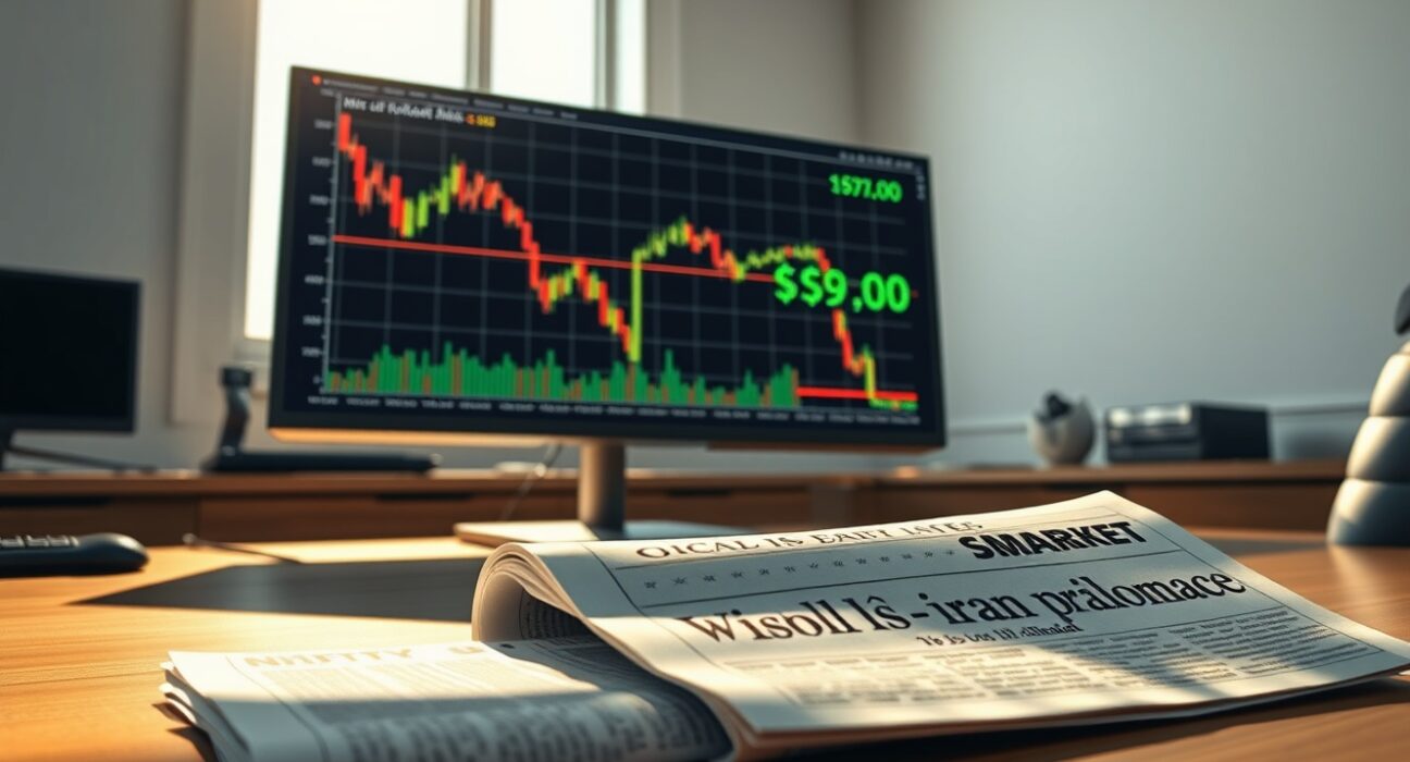 WTI crude oil price chart declining as US pauses Iran energy strikes for diplomatic negotiations.