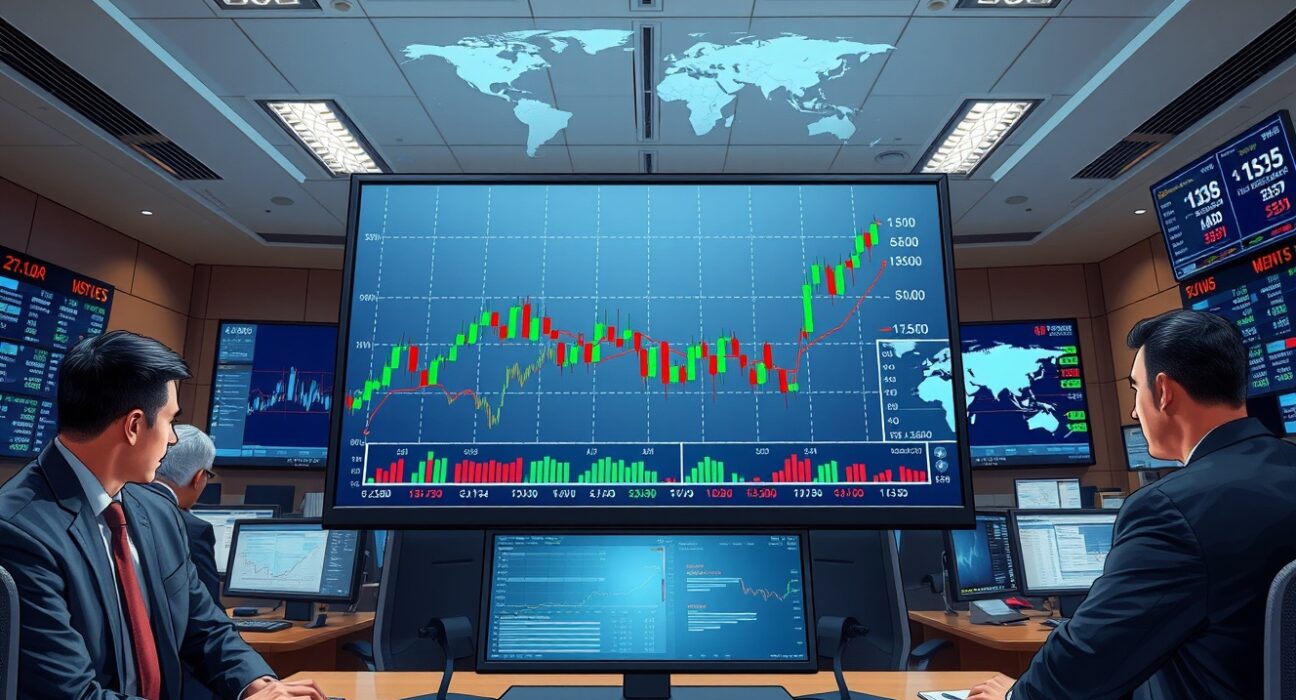 WTI Crude Oil price analysis on trading floor display amid Middle East tensions and US Dollar strength.