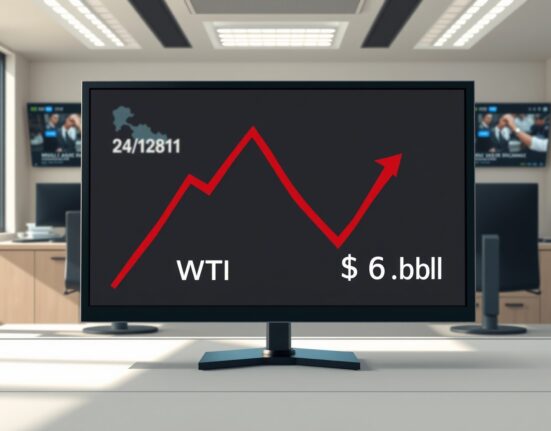 WTI crude oil price chart showing sharp decline after US-Iran geopolitical news.