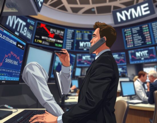 Energy trader monitors WTI crude oil price drop after Trump postpones Iran strikes