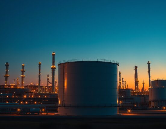 Oil refinery storage tank representing WTI crude oil supply and market analysis.