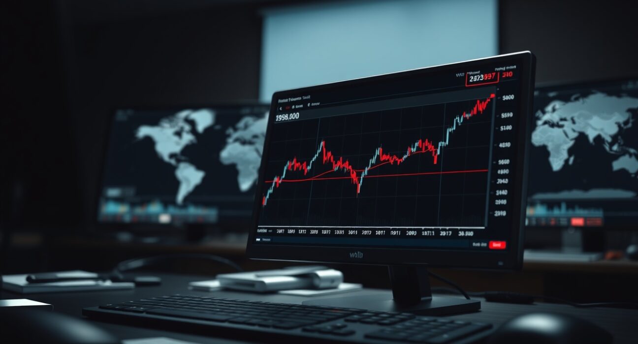 WTI Crude Oil price chart stalling below $98 on a trading terminal, reflecting market uncertainty over Iran diplomacy.