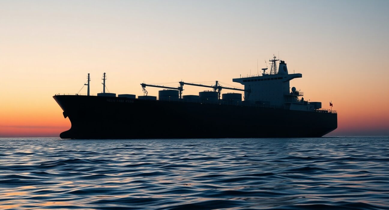 Oil tanker representing WTI crude oil supply chain risks and geopolitical tensions affecting energy markets.