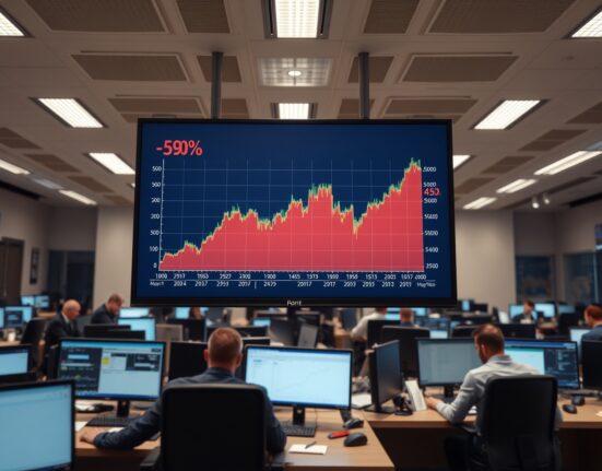 WTI crude oil price chart displayed on a trading floor screen during a significant market rally.