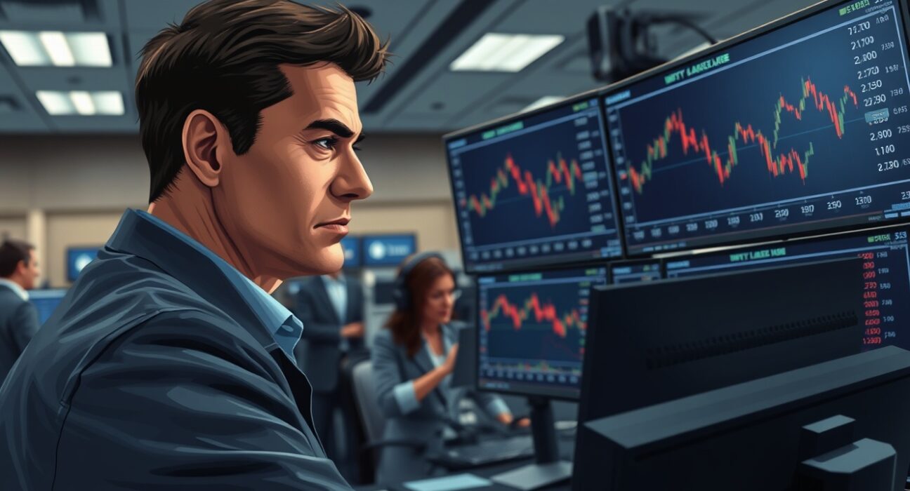 Trader monitoring volatile WTI crude oil prices ahead of Trump's Iran policy deadline