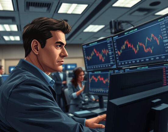 Trader monitoring volatile WTI crude oil prices ahead of Trump's Iran policy deadline