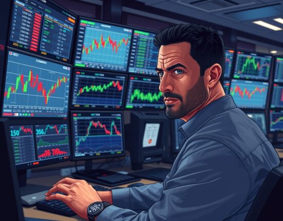 Trader monitors volatile WTI crude oil prices as Trump policy deadline approaches