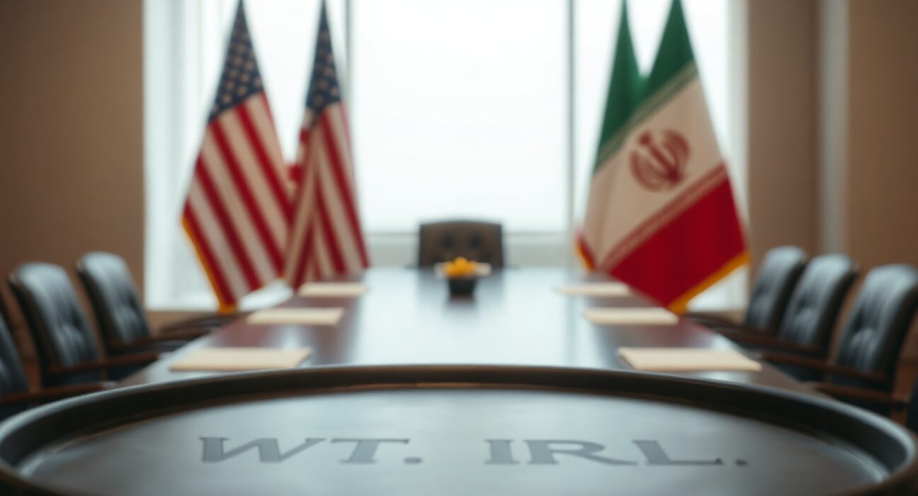 WTI crude oil barrel with US and Iran flags in background representing peace talks