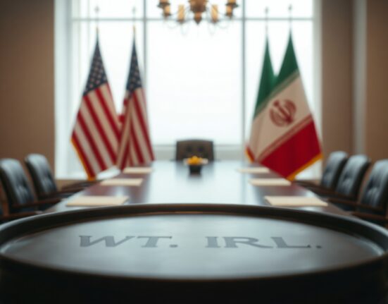 WTI crude oil barrel with US and Iran flags in background representing peace talks