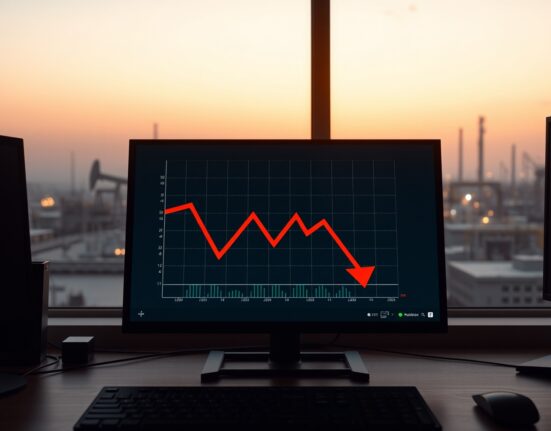 WTI oil price drop shown on trading screen amid Middle East supply concerns