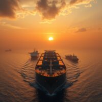 WTI oil eases as Hormuz Strait tensions keep crude supply risks in focus, showing an oil tanker navigating the strategic waterway
