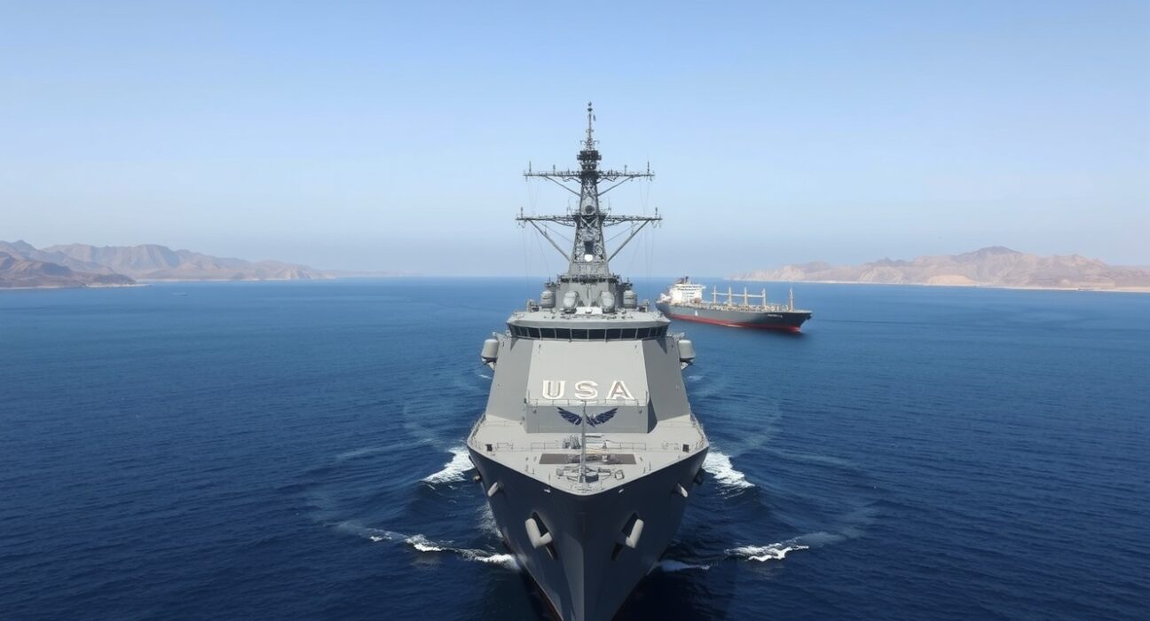 US Navy warship enforcing blockade in Strait of Hormuz as oil prices surge