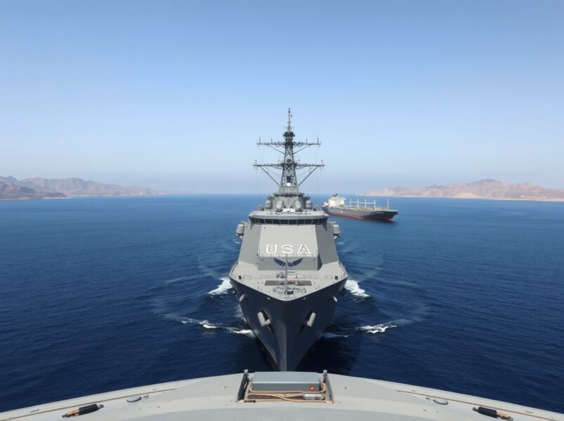 US Navy warship enforcing blockade in Strait of Hormuz as oil prices surge