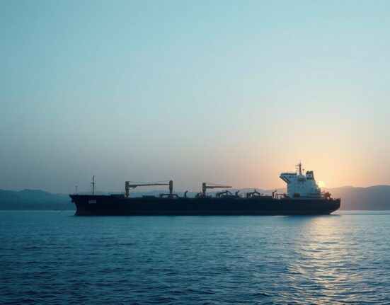 Oil tanker in the Strait of Hormuz during supply disruption affecting WTI crude oil prices.