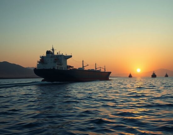 Oil tanker navigating the strategic Strait of Hormuz amid geopolitical tensions affecting WTI crude prices