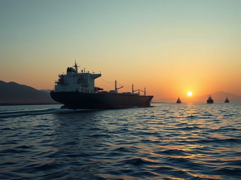 Oil tanker navigating the strategic Strait of Hormuz amid geopolitical tensions affecting WTI crude prices