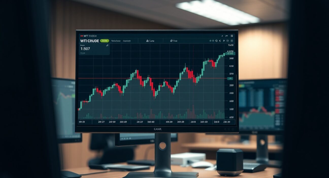 WTI crude oil price chart analysis showing recovery towards the 20-day EMA on a trading terminal.