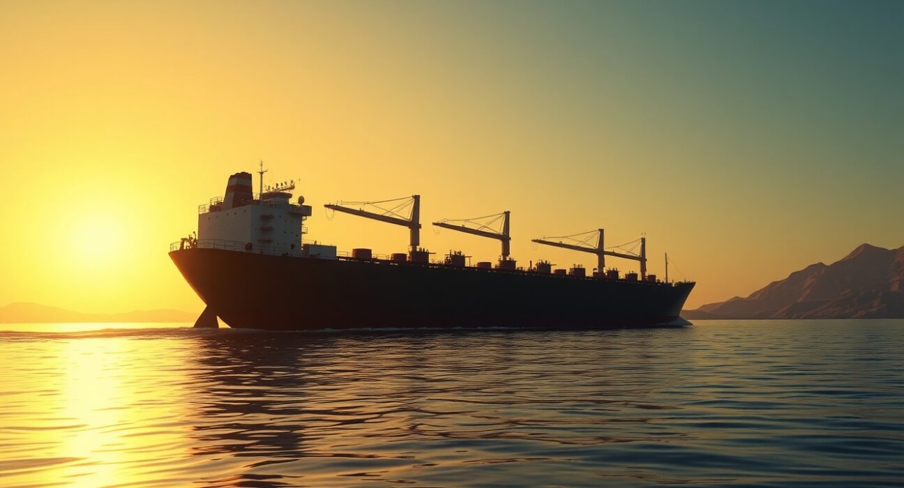 Oil tanker in the Strait of Hormuz illustrating critical crude supply disruption risks.