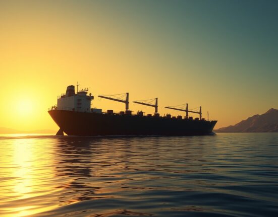 Oil tanker in the Strait of Hormuz illustrating critical crude supply disruption risks.