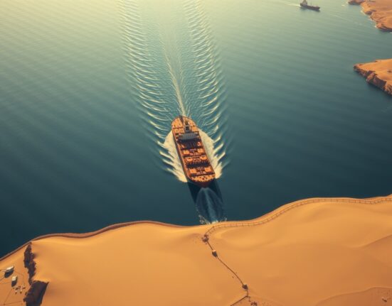 Oil tankers navigating the strategic Strait of Hormuz shipping lane amid geopolitical tensions affecting WTI crude prices.