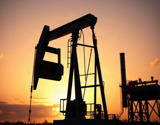 Oil pumpjack at sunset, representing crude oil supply and WTI price dynamics.
