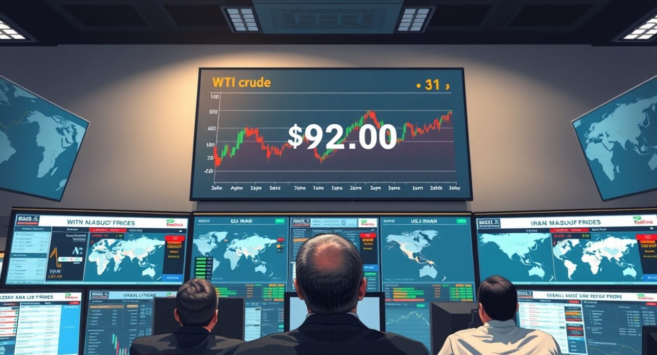 WTI crude oil price analysis on trading floor ahead of US-Iran diplomatic negotiations impacting energy markets