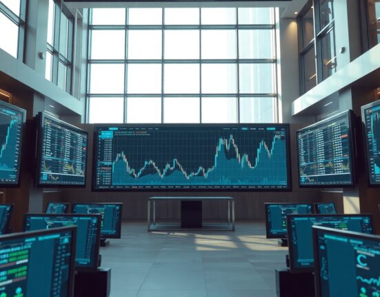 Digital trading screens with charts and data streams representing WVTS on the Sui blockchain