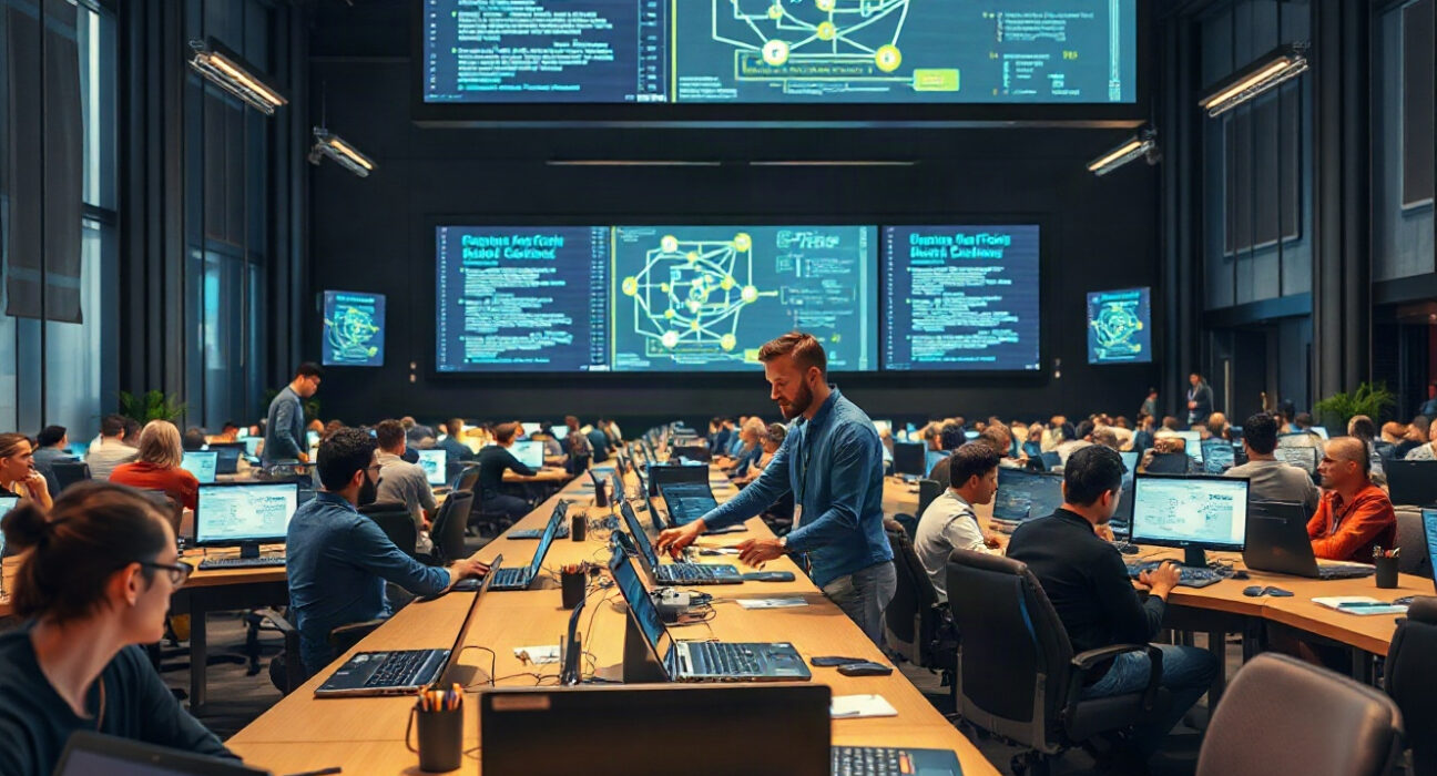 Developers collaborating at the X-Agent AI MCP Hackathon 2026 event
