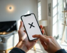 Smartphone displaying the X app interface in a bright room, representing the new Android app update.