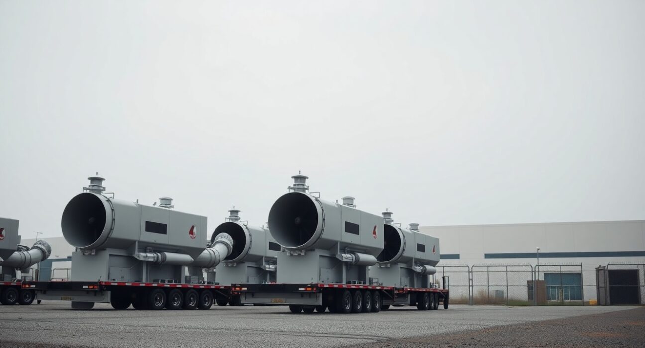 Mobile gas turbine generators at an xAI data center construction site near Memphis, Tennessee.