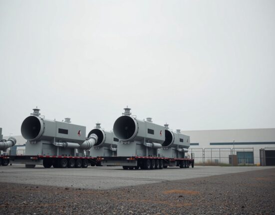 Mobile gas turbine generators at an xAI data center construction site near Memphis, Tennessee.