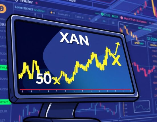 A digital trading interface displaying XAN perpetual futures, symbolizing the upcoming listing and high leverage trading opportunities.